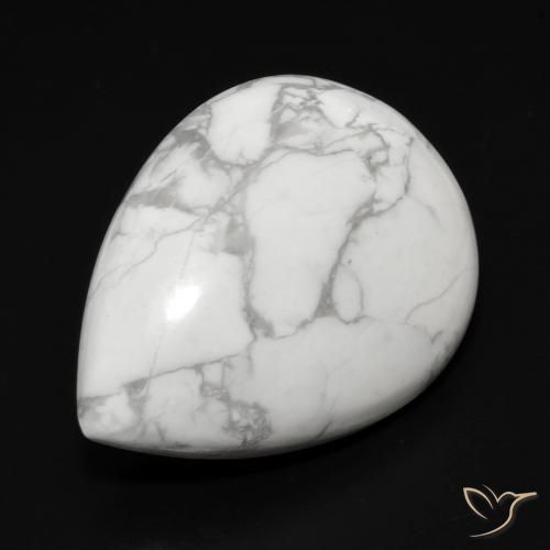 Howlita Branco acinzentado Natural 18.55ct, Formato de pêra, Opaco