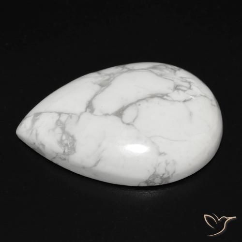 Howlita Branco acinzentado Natural 18.55ct, Formato de pêra, Opaco