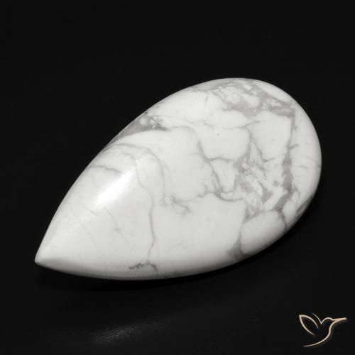 Howlita Branco acinzentado Natural 12.48ct, Formato de pêra, Opaco