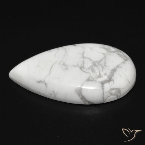 Howlita Branco acinzentado Natural 12.48ct, Formato de pêra, Opaco