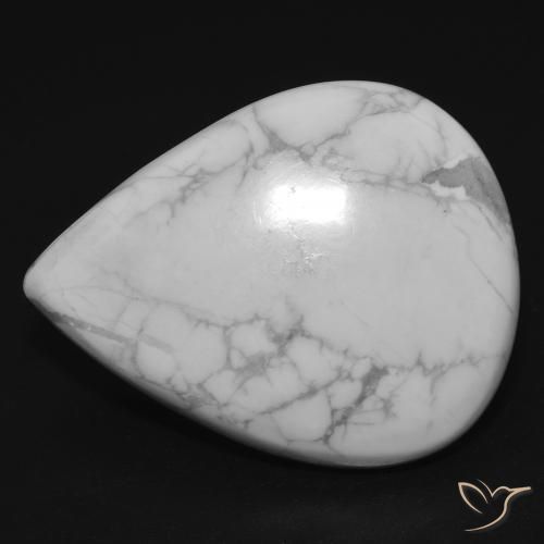 25.33ct Natural Branco acinzentado Howlita, Formato de pêra, Opaco