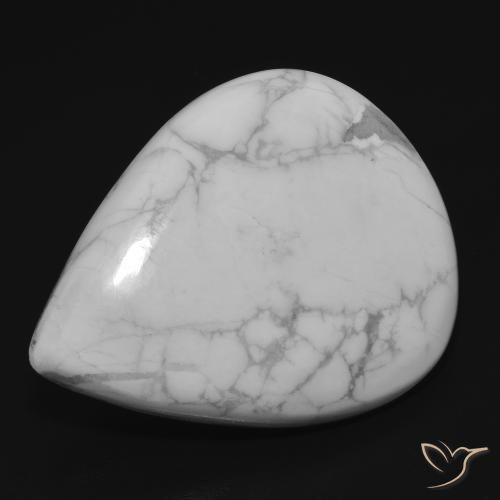 Howlita Branco acinzentado Natural 25.33ct, Formato de pêra, Opaco