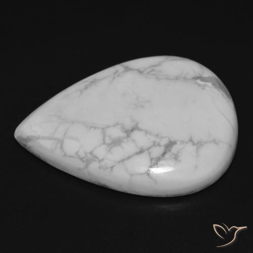 Howlita Branco acinzentado Natural 25.33ct, Formato de pêra, Opaco