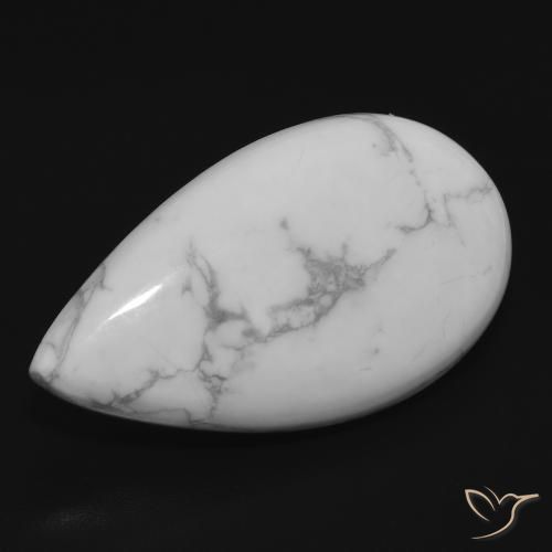 Howlita Branco acinzentado Natural 17.74ct, Formato de pêra, Opaco