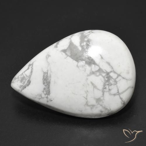 21.42ct Natural Branco acinzentado Howlita, Formato de pêra, Opaco
