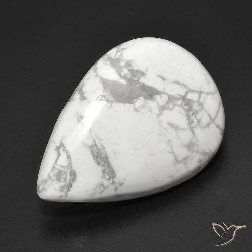 Howlita Branco acinzentado Natural 21.42ct, Formato de pêra, Opaco