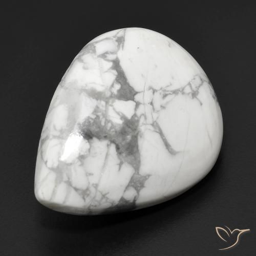 Howlita Branco acinzentado Natural 17.67ct, Formato de pêra, Opaco