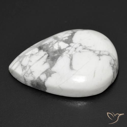 Howlita Branco acinzentado Natural 17.67ct, Formato de pêra, Opaco