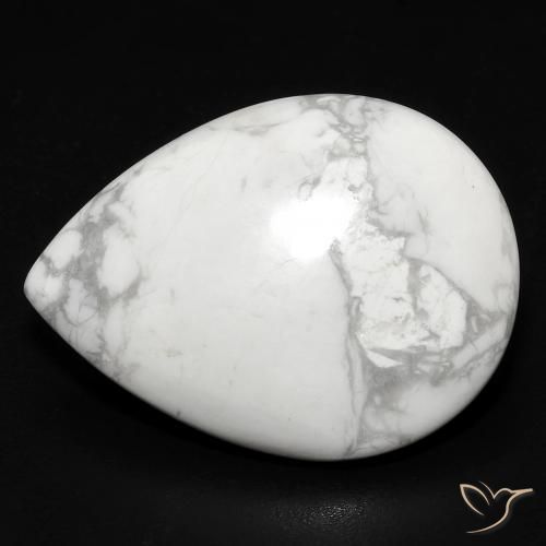 15.79ct Natural Branco acinzentado Howlita, Formato de pêra, Opaco