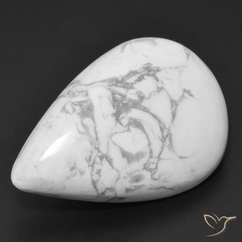 Howlita Branco acinzentado Natural 20.70ct, Formato de pêra, Opaco