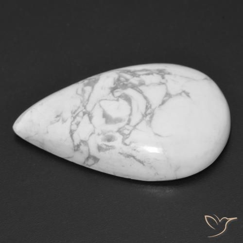 Howlita Branco acinzentado Natural 20.70ct, Formato de pêra, Opaco