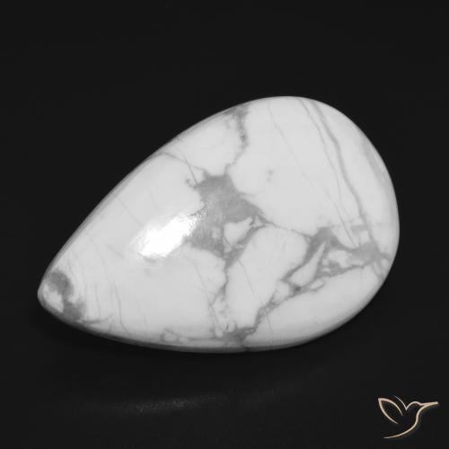 Howlita Branco acinzentado Natural 18.20ct, Formato de pêra, Opaco