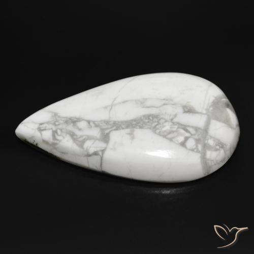 Howlita Branco acinzentado Natural 23.41ct, Formato de pêra, Opaco