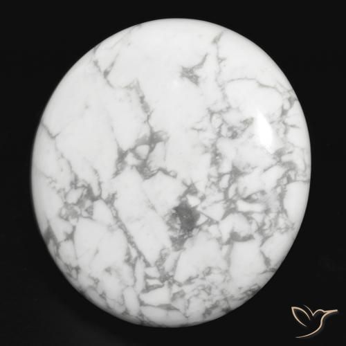 Howlita Branco acinzentado Natural 33.12ct, Redondo, Opaco