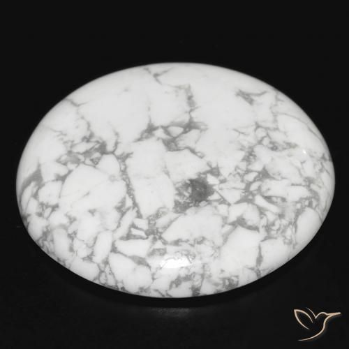 Howlita Branco acinzentado Natural 33.12ct, Redondo, Opaco