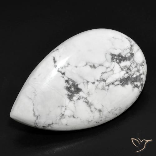 Howlita Branco acinzentado Natural 22.34ct, Formato de pêra, Opaco