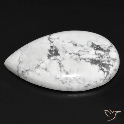 Howlita Branco acinzentado Natural 22.34ct, Formato de pêra, Opaco