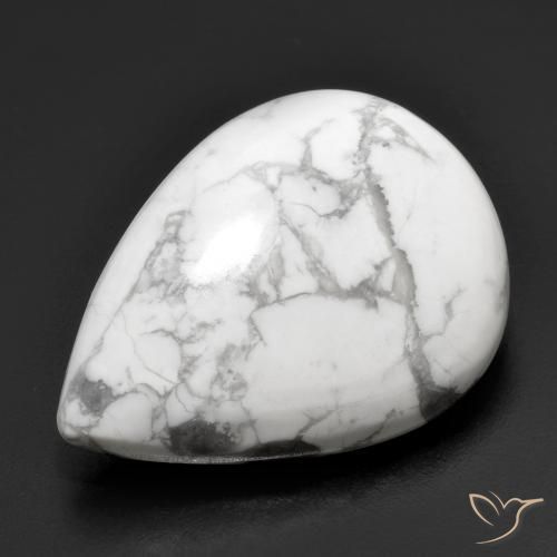 Howlita Branco acinzentado Natural 23.39ct, Formato de pêra, Opaco