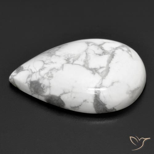 Howlita Branco acinzentado Natural 23.39ct, Formato de pêra, Opaco