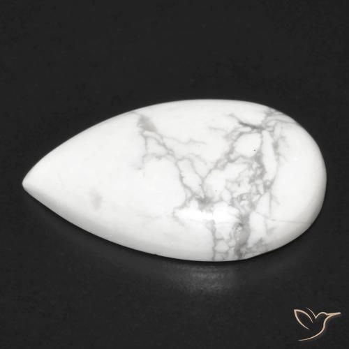 Howlita Branco acinzentado Natural 15.18ct, Formato de pêra, Opaco
