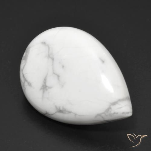 Howlita Branco acinzentado Natural 23.64ct, Formato de pêra, Opaco