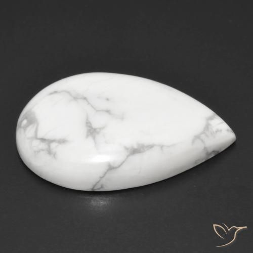 Howlita Branco acinzentado Natural 23.64ct, Formato de pêra, Opaco