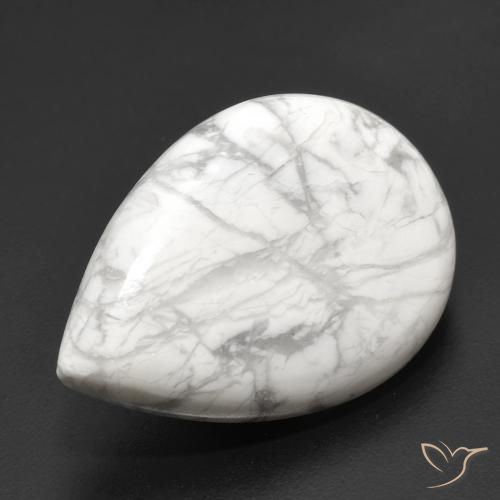 Howlita Branco acinzentado Natural 19.22ct, Formato de pêra, Opaco