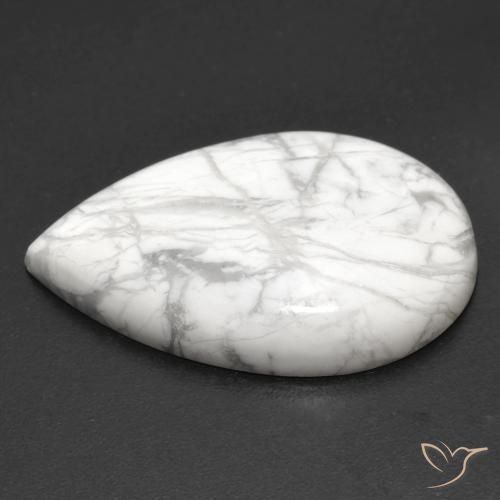 Howlita Branco acinzentado Natural 19.22ct, Formato de pêra, Opaco