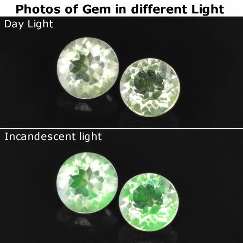 Pedras preciosas de opala hialita verde natural de 0,23 ct, corte redondo, transparente