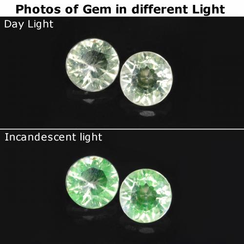 Pedras preciosas de opala hialita verde natural de 0,23 ct, corte redondo, transparente