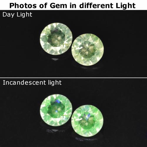 Pedras preciosas de opala hialita verde natural de 0,22 ct, corte redondo, transparente