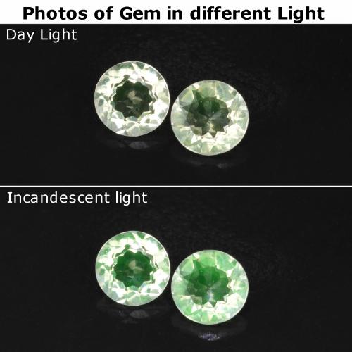 Pedras preciosas de Opala Hialita Luz verde natural de 0.22 ct, Corte Redondo, Transparente