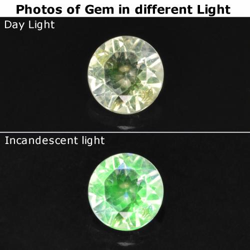 Opala hialita verde natural 0,10ct, corte redondo, transparente