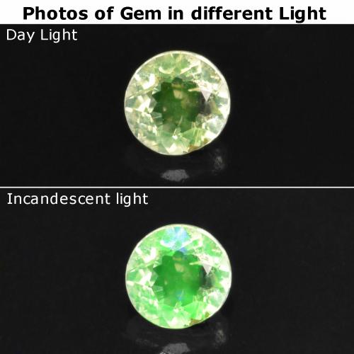 Opala Hialita Luz verde Natural 0.09ct, Corte Redondo, Translúcido