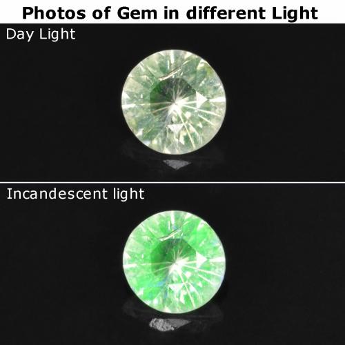 Opala Hialita Luz verde Natural 0.09ct, Corte Redondo, Transparente