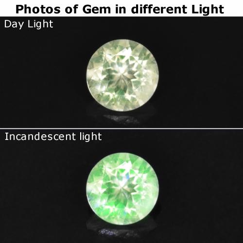 Opala hialita verde natural 0,15ct, corte redondo, transparente