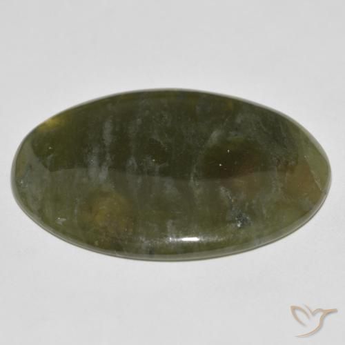 Idocrásio Verde Terroso Natural 35.36ct, oval, Opaco