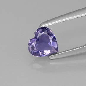 Iolita azul natural 0,48ct, formato de coração, VS