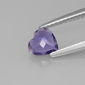 Iolita azul natural 0,48ct, formato de coração, VS
