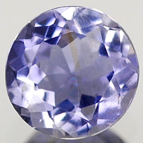 Iolita azul natural 0,36ct, corte redondo, VS