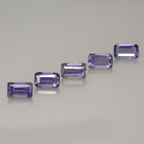 Pedras preciosas de iolita violeta natural de 1,34 ct, corte esmeralda, VVS-VS