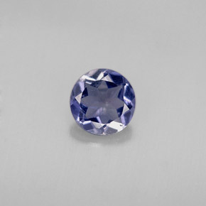 Iolita azul violeta natural 0,39ct, corte redondo, VS
