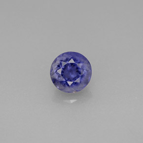 Iolita azul natural 0,61ct, corte redondo, VS