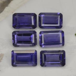 Pedras preciosas de iolita azul natural de 2,88 ct, corte esmeralda, VS