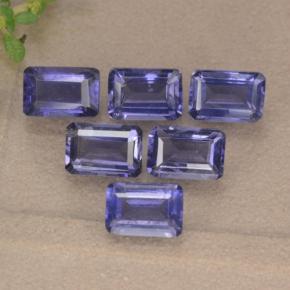 Pedras preciosas de iolita azul natural de 3,13 ct, corte esmeralda, VS