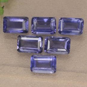 Pedras preciosas de iolita azul natural de 3,13 ct, corte esmeralda, VS
