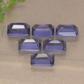 Pedras preciosas de iolita azul natural de 3,13 ct, corte esmeralda, VS