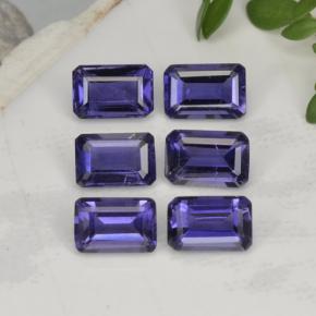 Pedras preciosas de iolita azul natural de 2,97 ct, corte esmeralda, VS