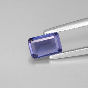 Iolita azul natural 0,36ct, corte esmeralda, VS