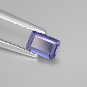 Iolita azul natural 0,36ct, corte esmeralda, VS